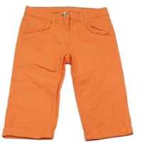 Oranžové plátenné capri nohavice s volánikmi Alive