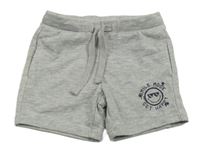 Šedé melírované teplákové kraťasy se smajlíkem