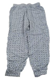 Bílo-modré vzorované lehké kalhoty H&M