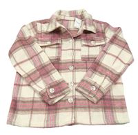 Nové - Smetanovo-šedo-růžová kostkovaná košilová bunda Nutmeg