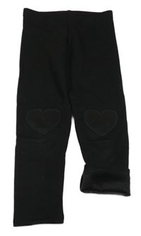 Černé zateplené legíny se srdíčky F&F