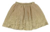 Béžovo-zlatá plisovaná tylová sukňa F&F