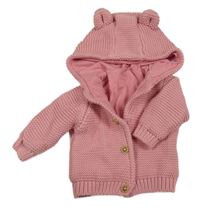 Růžový podšitý propínací svetr s kapucí M&S