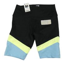 Nové - Černo-modro-žluté sportovní elastické kraťasy s číslem Dunnes