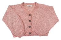 Ružovo-béžový melírovaný žinylkový prepínaci crop sveter H&M