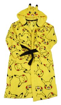 Žlutý chlupatý župan s Pikachu a kapucí
