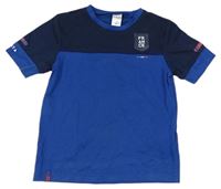 Modro-tmavomodré tričko s nápisom Decathlon