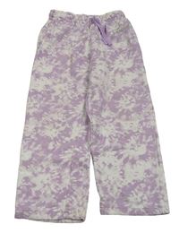 Bílo-lila batikované široké tepláky s nápisem H&M