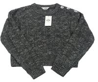 Tmavosivý trblietavý crop sveter s gombíkmi Primark