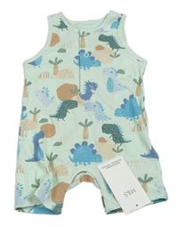 Mintový kraťasový overal s dinosaurami M&S