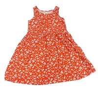 Červené kvetované bavlnené šaty H&M