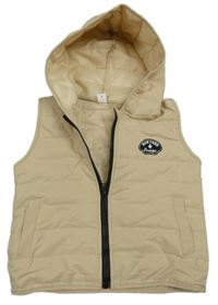 Svetlobéžová ľahká šušťáková vesta s kapucňou shein