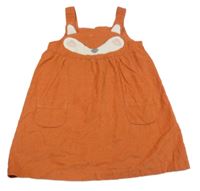 Oranžové manšestrové šaty s liškou Jojo Maman Bébé