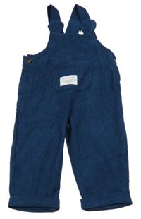 Tmavomodré zamatové na traké teplákové nohavice s nášivkou Shein