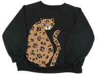 Čierna mikina s leopardom H&M
