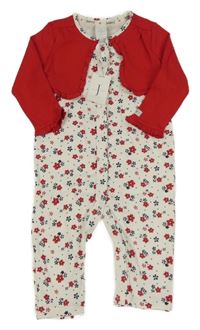 Nové - bílo-červený květovaný overal s našitým bolerkem Jasper Conran