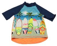 Tmavomodro-barevné UV tričko se surfy H&M