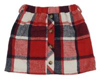 Červeno-bielo-tmavomodrá kockovaná sukňa shein