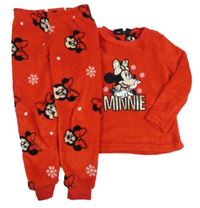 Červené chlupaté pyžamo s Minnie Disney