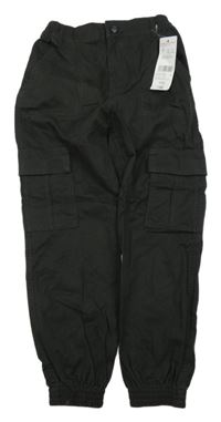 Nové - antracitové plátěné cuff kalhoty s kapsami F&F