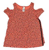 Ružovo-čierno-biele tričko s volnými rameny a leopardím vzorom C&A