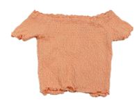 Neónově oranžový crop top so žabičkováním