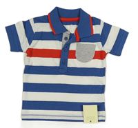 Modro-bielo-červené pruhované polo tričko George
