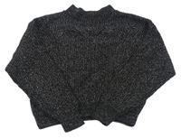 Čierno-strieborný trblietavý crop sveter H&M