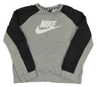 Šedo-černá mikina s logem a šusťákovými prvky Nike