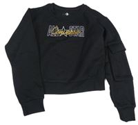 Černá crop mikina s logem Converse