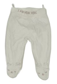 Bílé sametové puntíkaté polodupky s čumáky a nápisom C&A