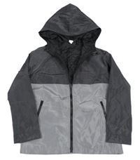 Tmavošedo-sivá šušťáková jarná bunda s kapucňou zn. Shein