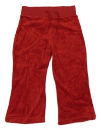 Červené zamatové tepláky s nápisom Mothercare