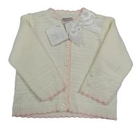 Nové - Bielo-ružový prepínaci sveter s mašlou