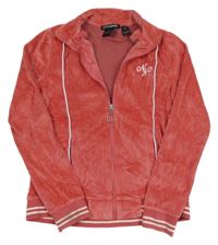 Ružová zamatová prepínaci mikina s písmeny