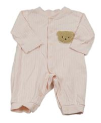 Ružový rebrovaný overal s medvedíkom