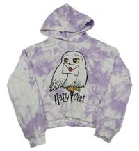 Lila-biela batikovaná crop mikina s Hedvikou a kapucňou C&A