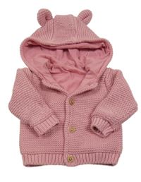 Růžový propínací podšitý svetr s kapucí M&S