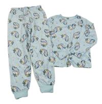 Svetlomodré plyšové pyžama s jednorožcami Primark