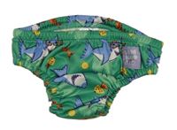 Zelené plenkové plavkové nohavičky so žralokmi