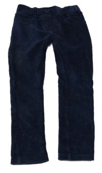 Tmavomodré žebrované sametové tregíny Topolino