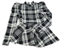 Čierno-biela kockovaná tunika Shein