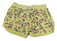Žluté květované teplákové kraťasy s motýlky Y.F.K.