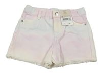 Nové - Bílo-barevné pastelové riflové kraťasy F&F