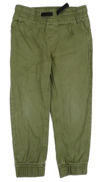 Khaki plátenné cuff nohavice