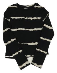 Černo-béžové žebrované pruhované crop triko F&F