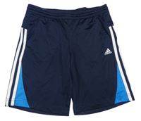 Tmavomodro-modré sportovní kraťasy s logem Adidas