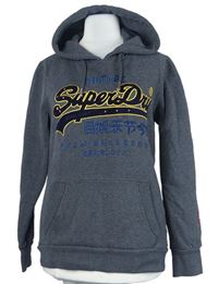 Dámská šedá mikina s nápisy a kapucí Superdry 