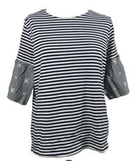 Dámské černo-bílé pruhované triko s rozšířenými rukávy Papaya 