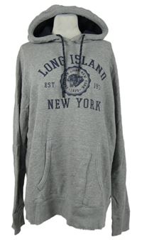 Pánská šedá mikina s nápisy a kapucí Jack&Jones 